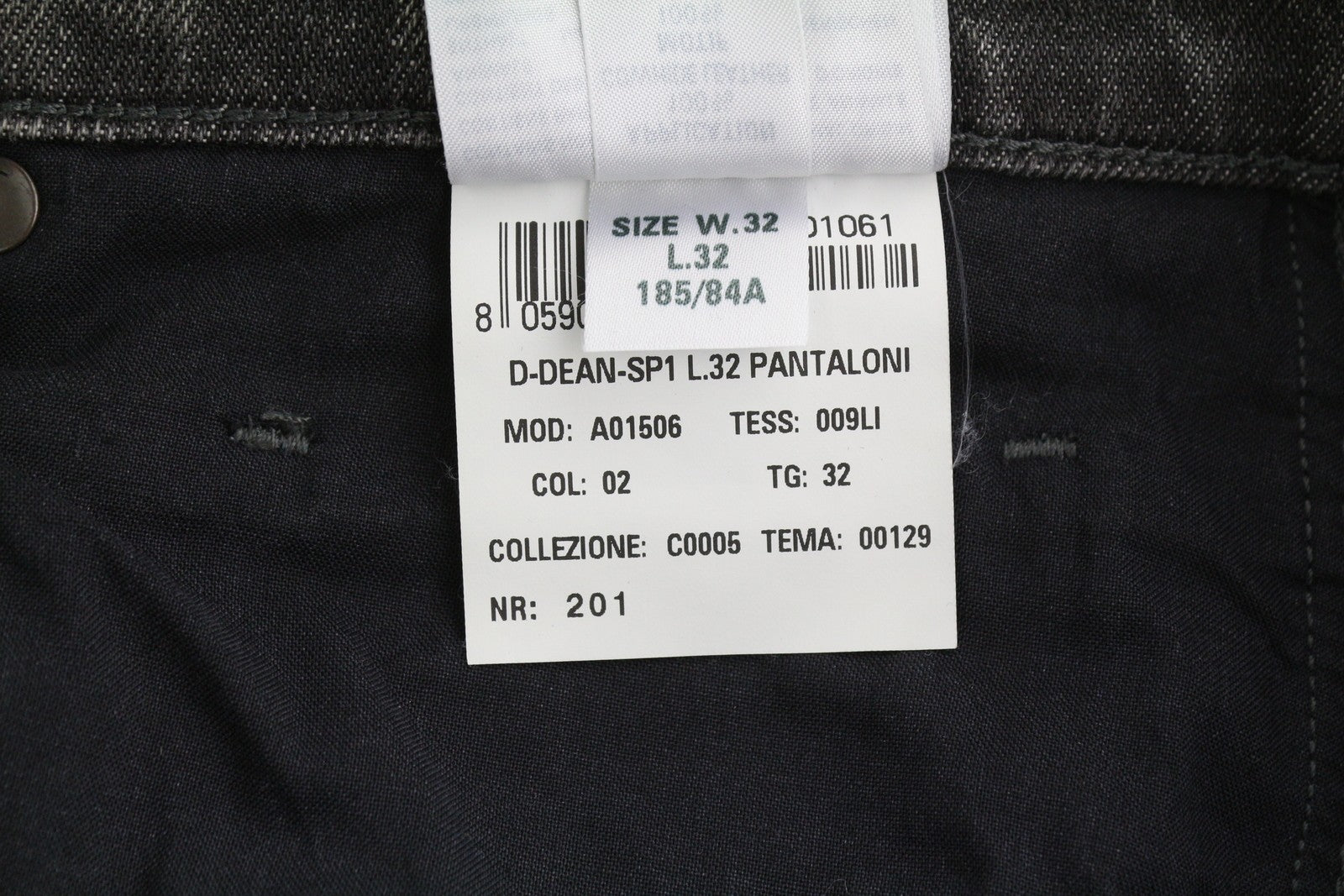 DIESEL D-Dean 009LI Men Jeans W32/L32 Black Faded Slim Stretch Zip Fly