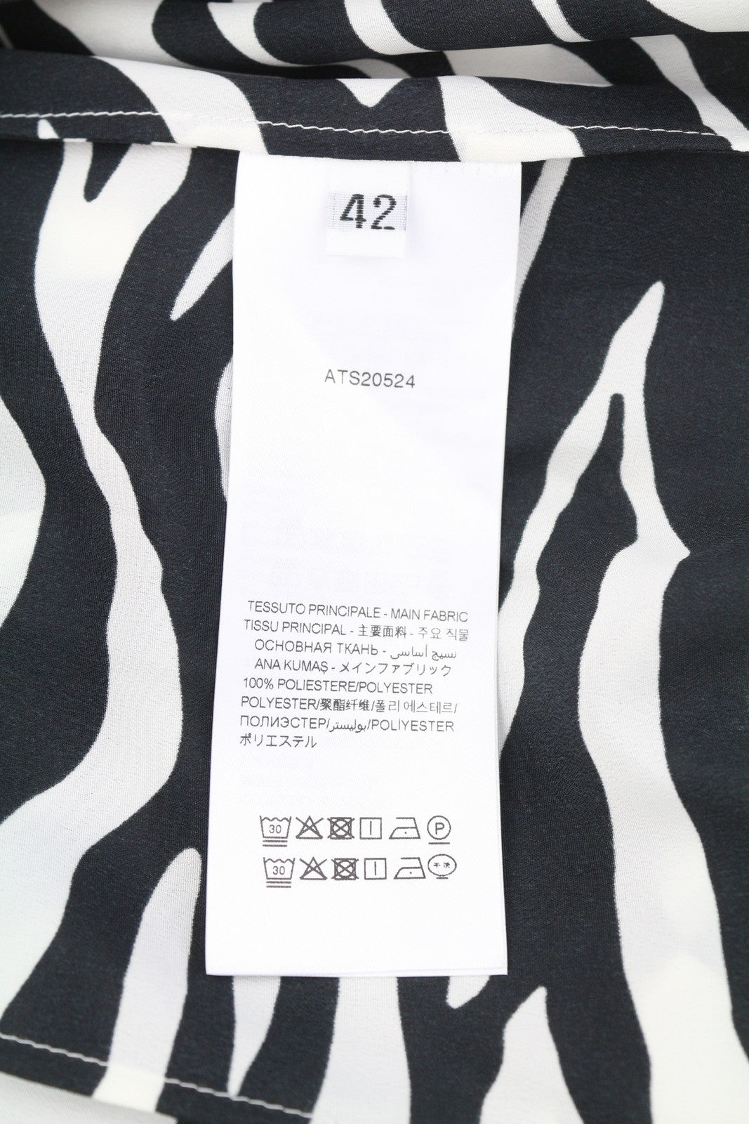 THE ATTICO Women Dress 42 Zebra Print Long Sleeve Belted Wrap Maxi RRP1199