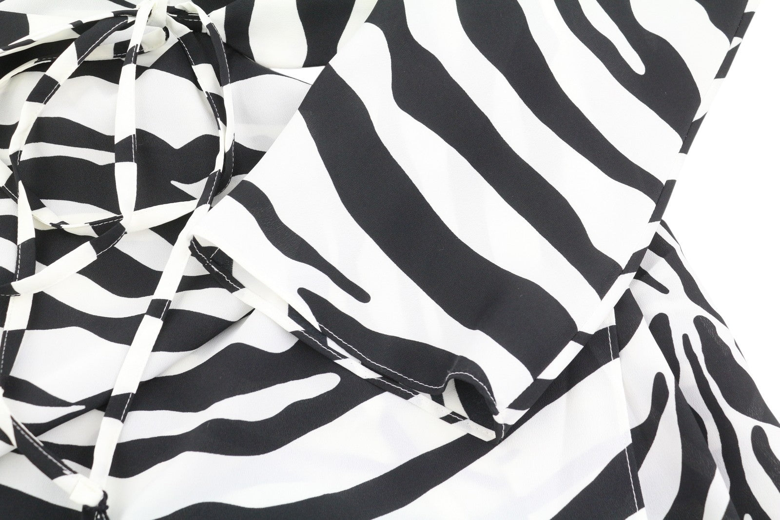 THE ATTICO Women Dress 42 Zebra Print Long Sleeve Belted Wrap Maxi RRP1199