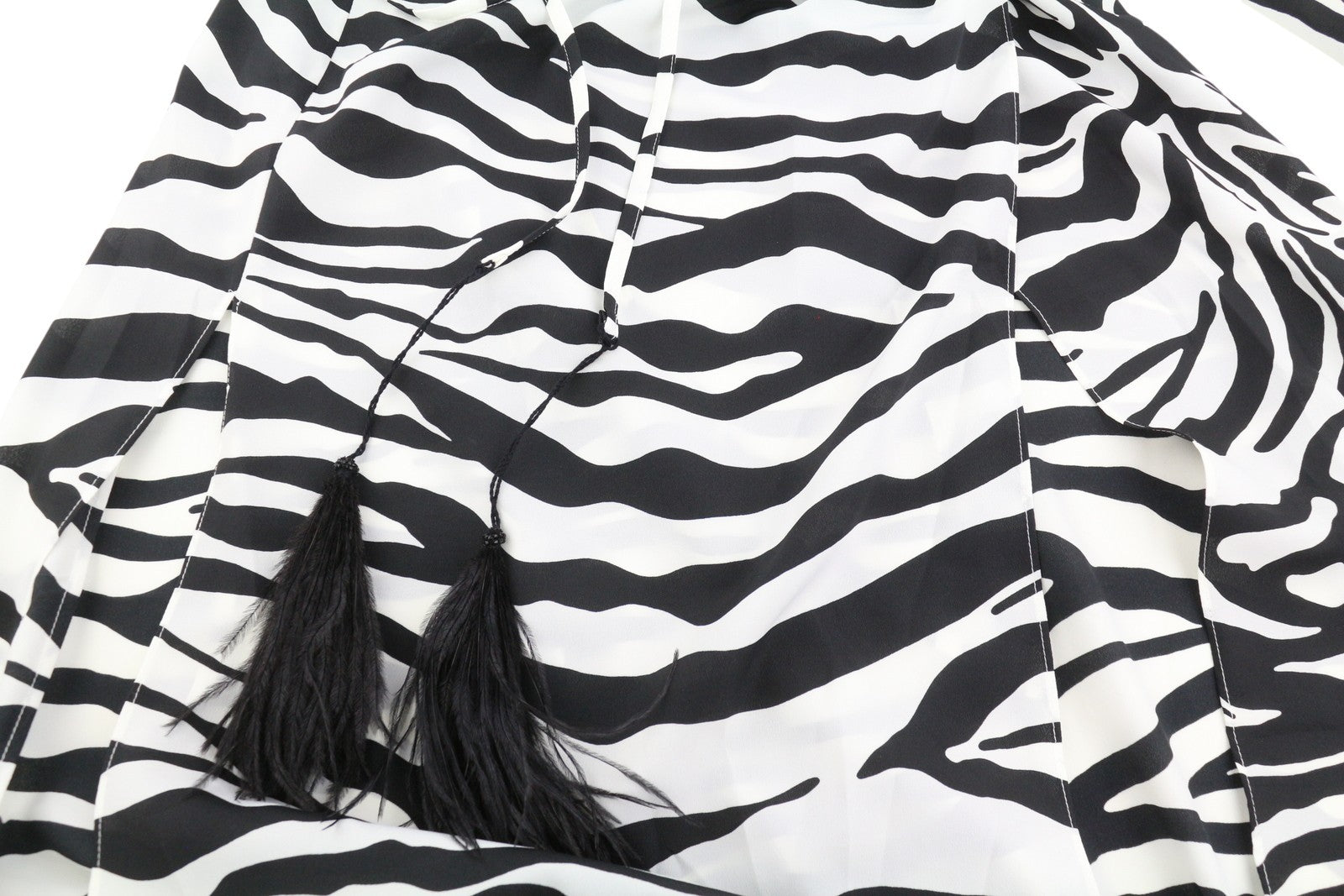 THE ATTICO Women Dress 42 Zebra Print Long Sleeve Belted Wrap Maxi RRP1199