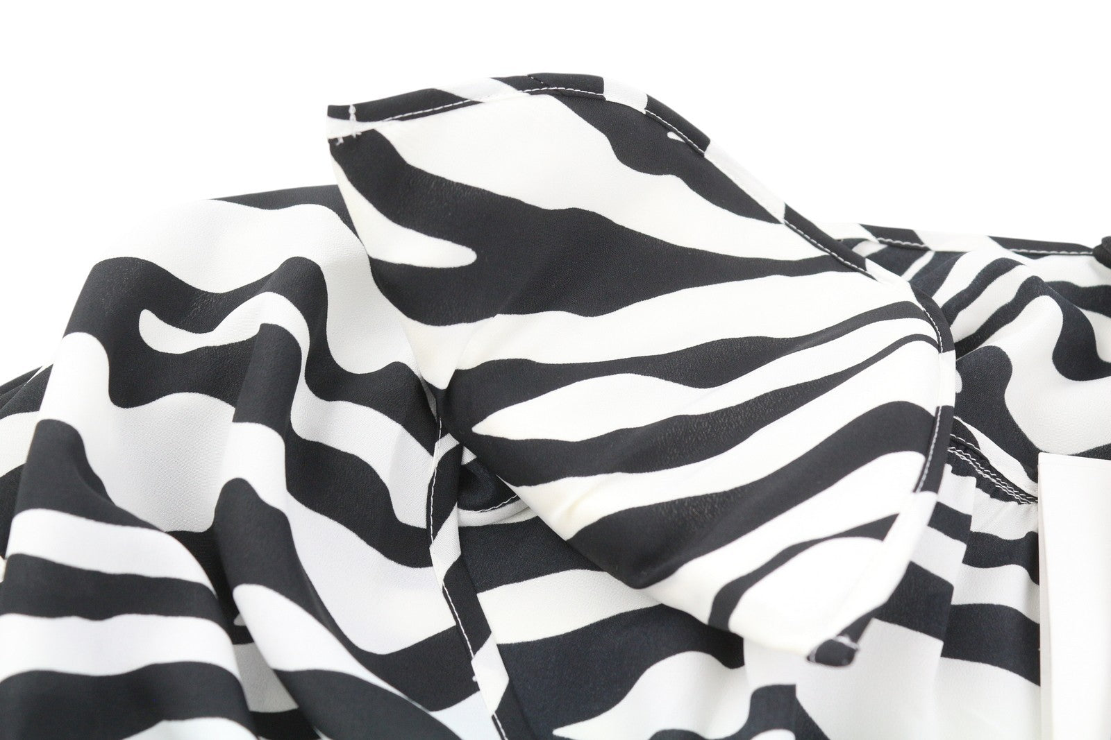 THE ATTICO Women Dress 42 Zebra Print Long Sleeve Belted Wrap Maxi RRP1199