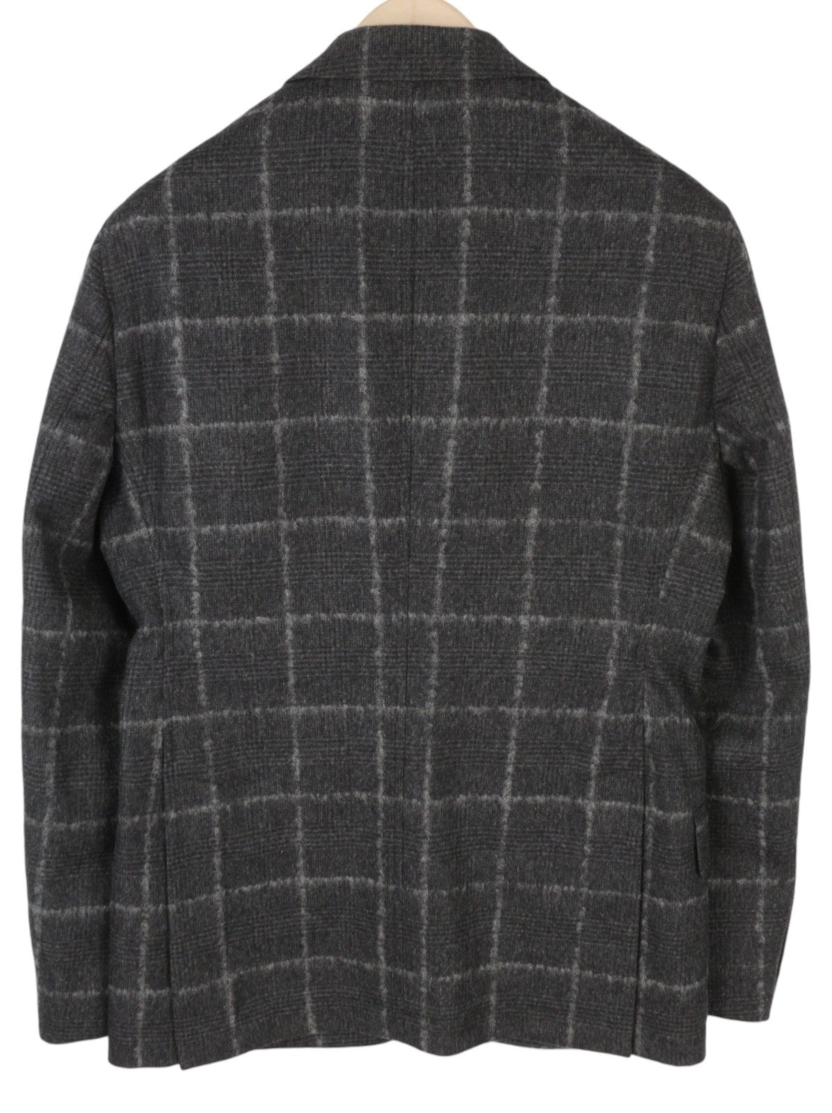 HACKETT Boucle Wool Check Men Blazer EU50 Grey Half Lined Peak Lapel