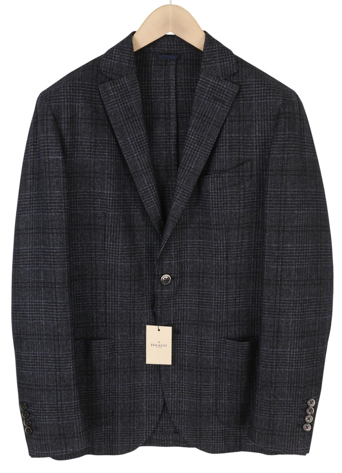 HACKETT Mayf Gmd Wool Check Men Blazer EU50 Grey Unlined Notch Lapel