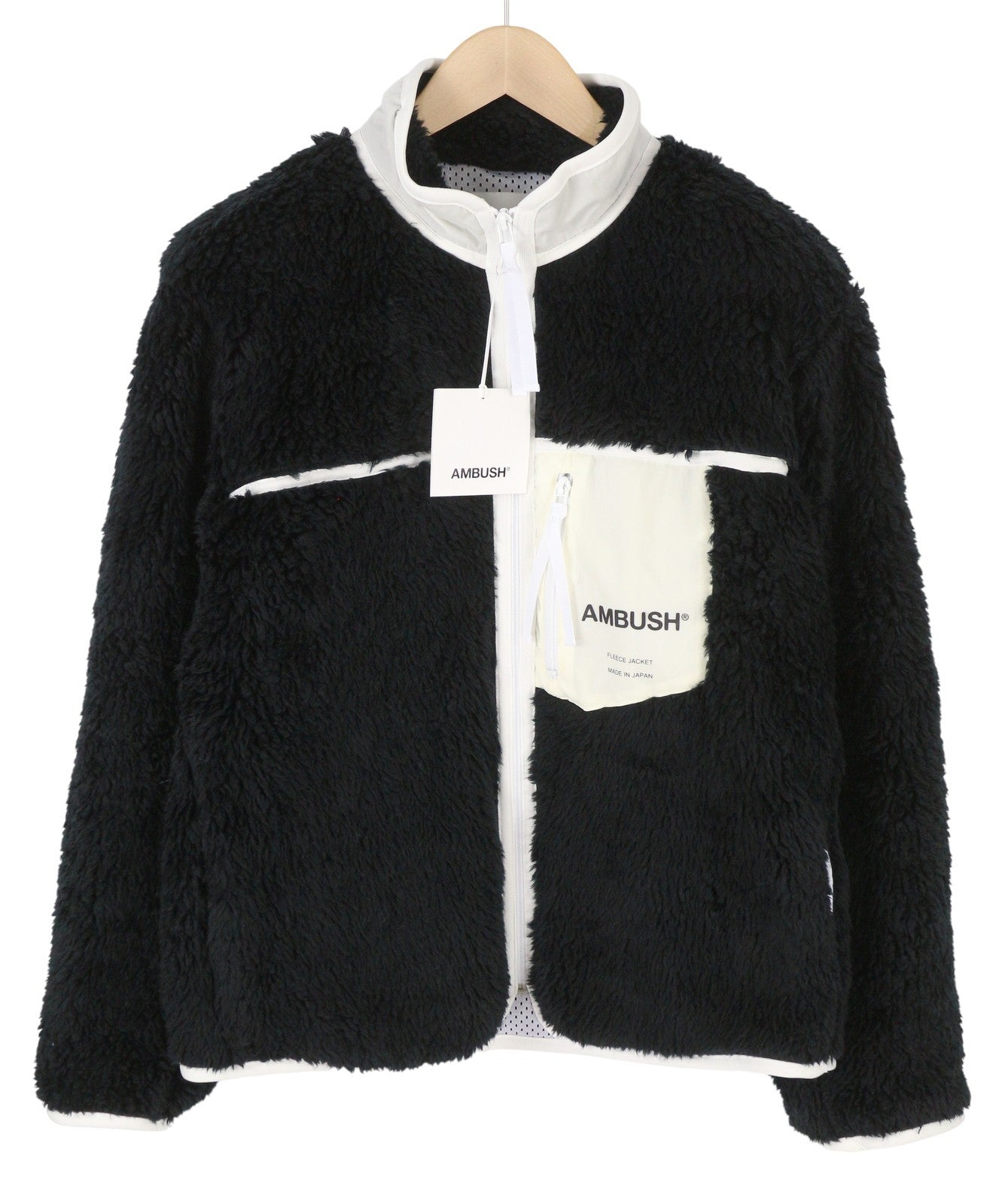 AMBUSH New Fleece Men Jacket M Black Faux Fur Fluffy Zip Light RRP710