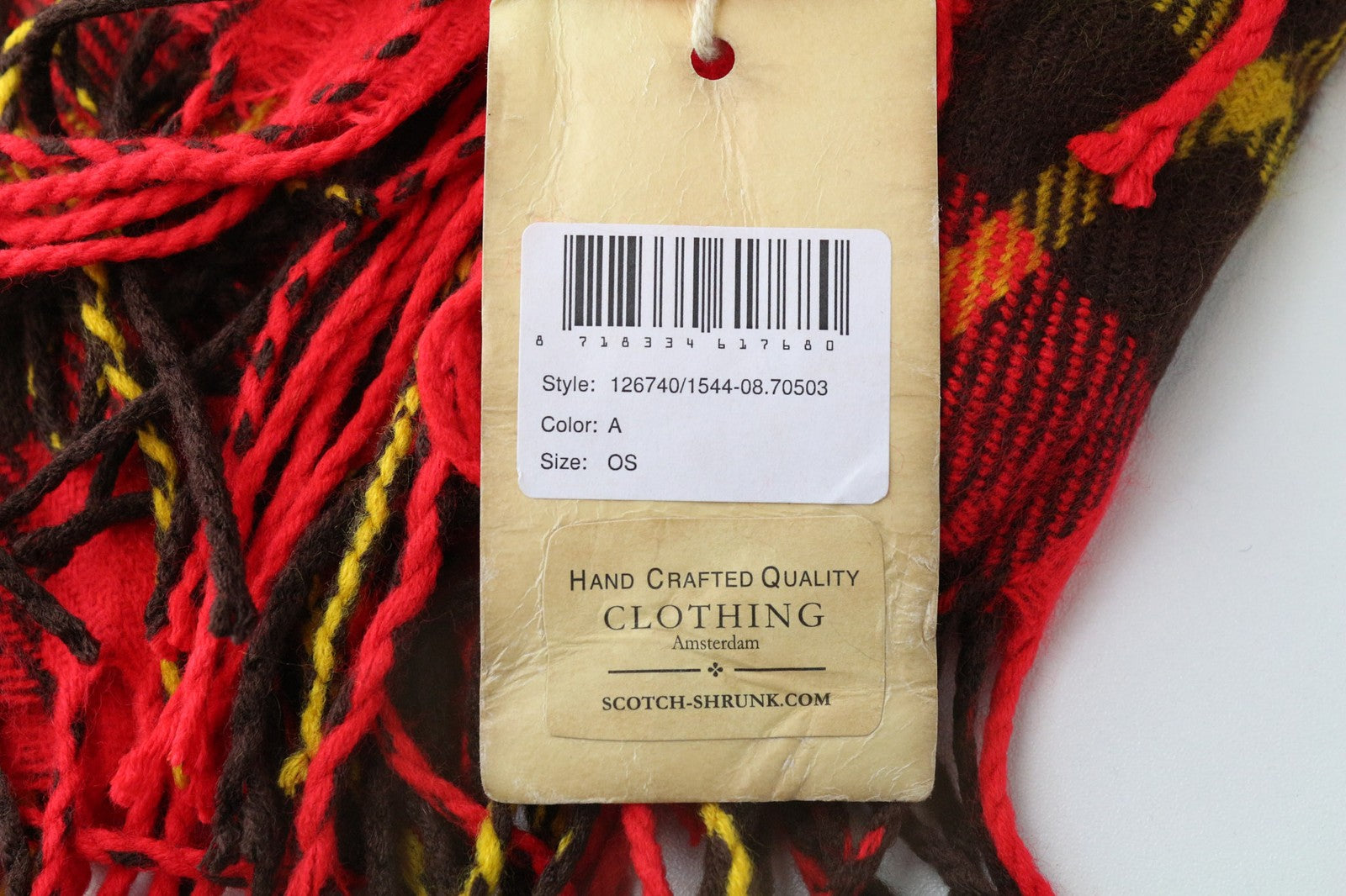 SCOTCH & SODA Men's Scarf OS Kids Red Tartan Plaid Woven Boys Tassel Wrap