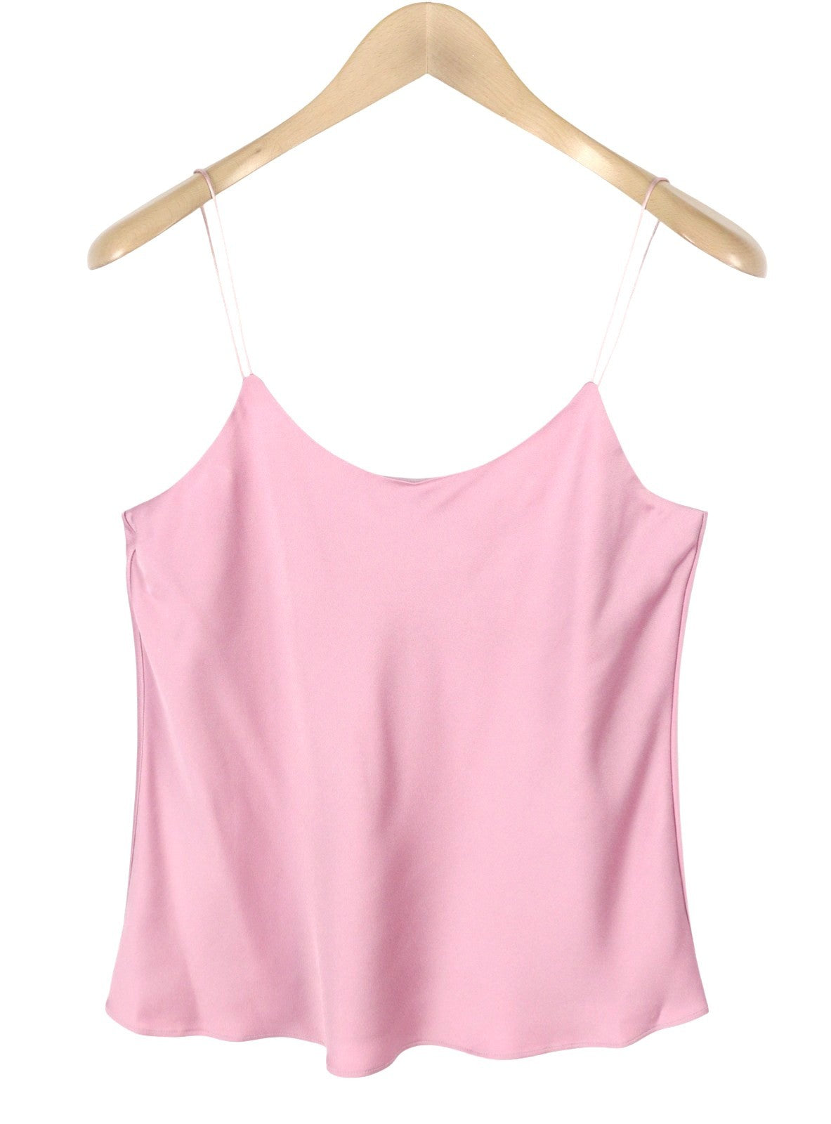MAX MARA Women Blouse EU42 Pink Spaghetti Strap Shiny Look Lined