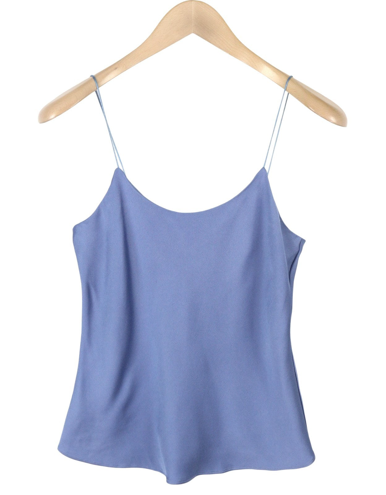 MAX MARA Women Blouse EU38 Blue Spaghetti Strap Shiny Look Lined