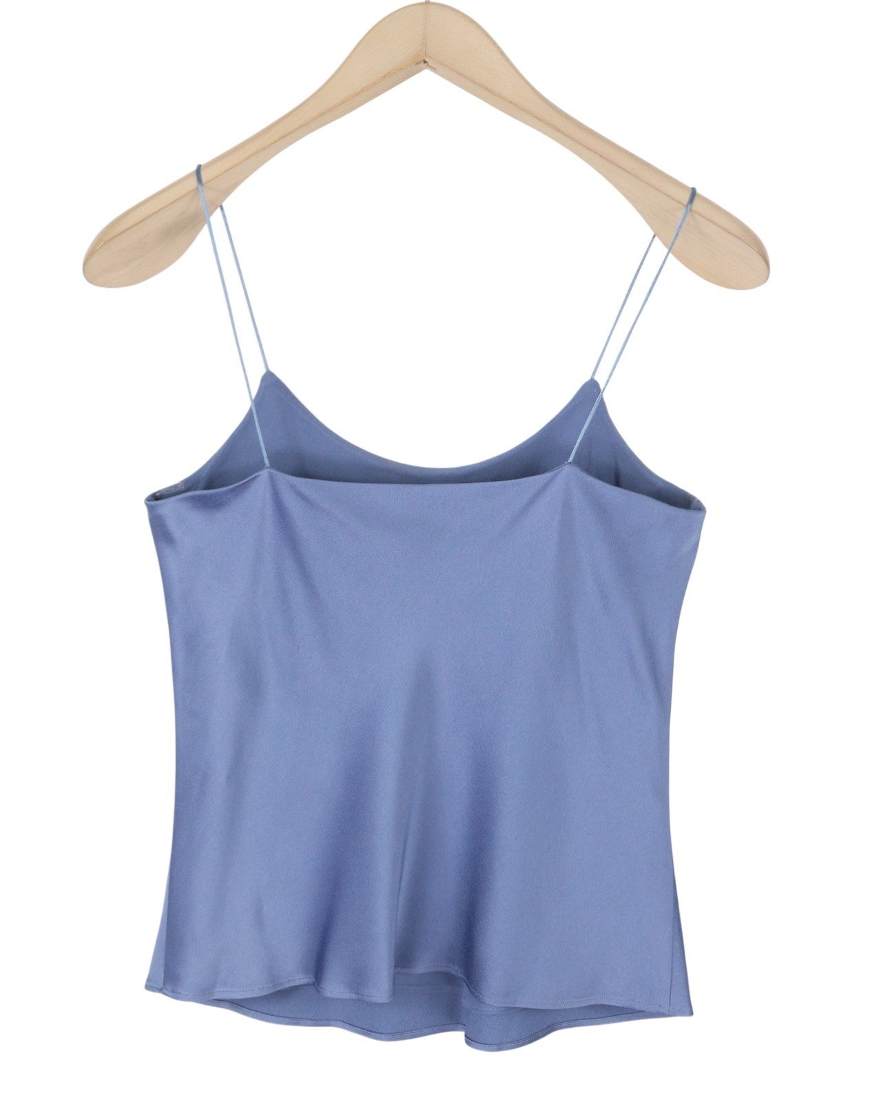 MAX MARA Women Blouse EU38 Blue Spaghetti Strap Shiny Look Lined