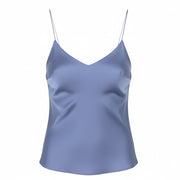 MAX MARA Women Blouse EU40 Blue Spaghetti Strap Shiny Look Lined