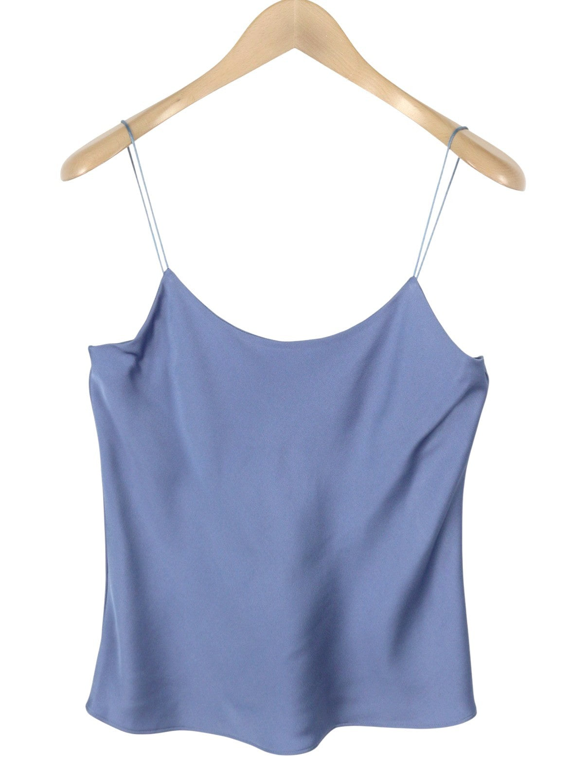 MAX MARA Women Blouse EU40 Blue Spaghetti Strap Shiny Look Lined