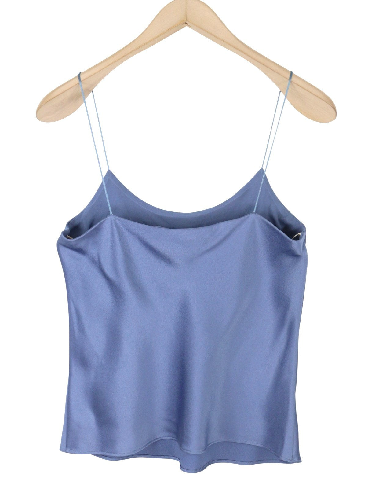 MAX MARA Women Blouse EU40 Blue Spaghetti Strap Shiny Look Lined