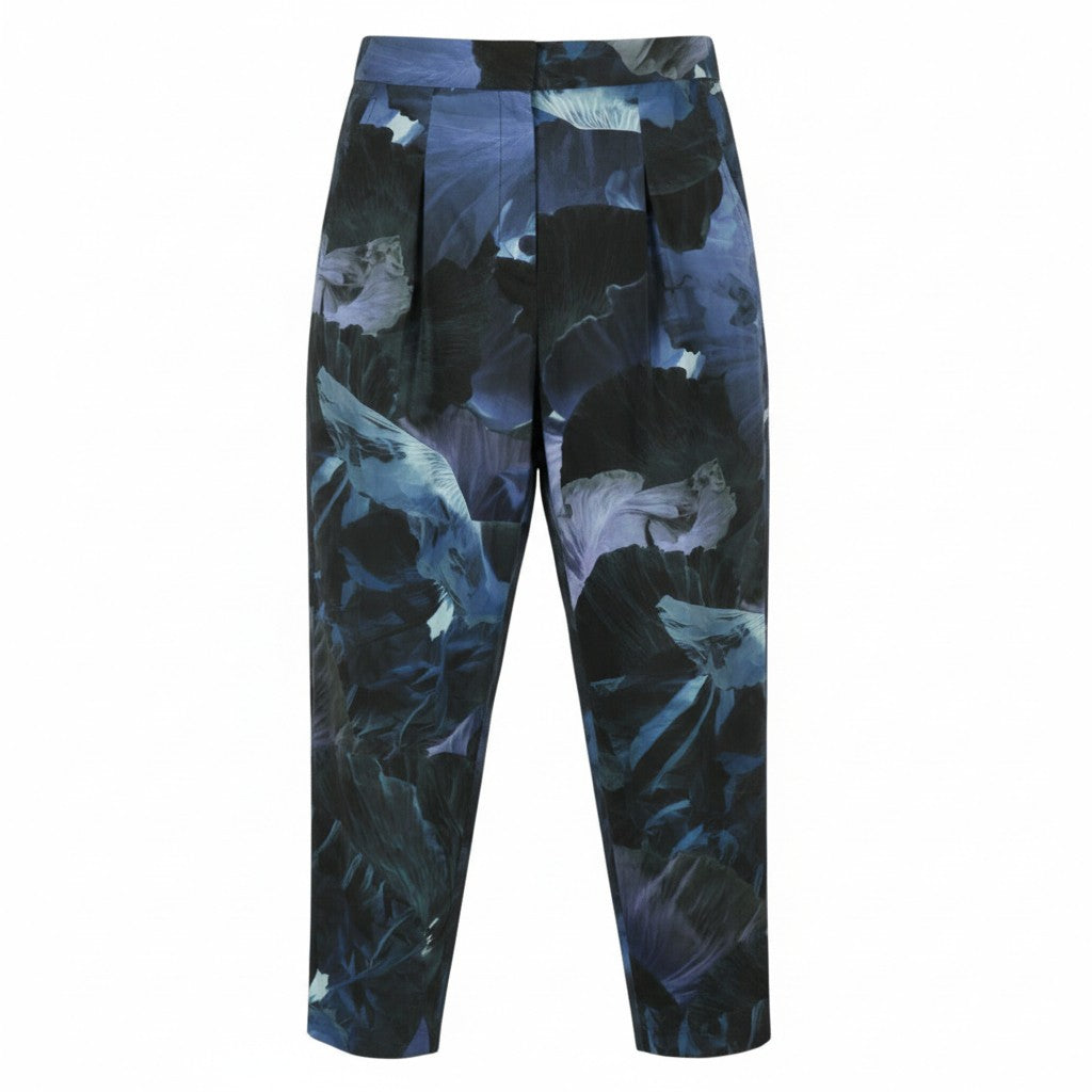 MAX&CO.  Women Trousers EU34 Blue Patterned High Waist Pleated Tapered