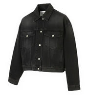 AMBUSH Cropped Denim Women Jacket S Blue Washed Loose Button Oversized Trucker