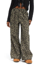 ALANUI Seattle Jungle Wide Leg Denim Women Trousers W25 Leopard Pleated RRP750