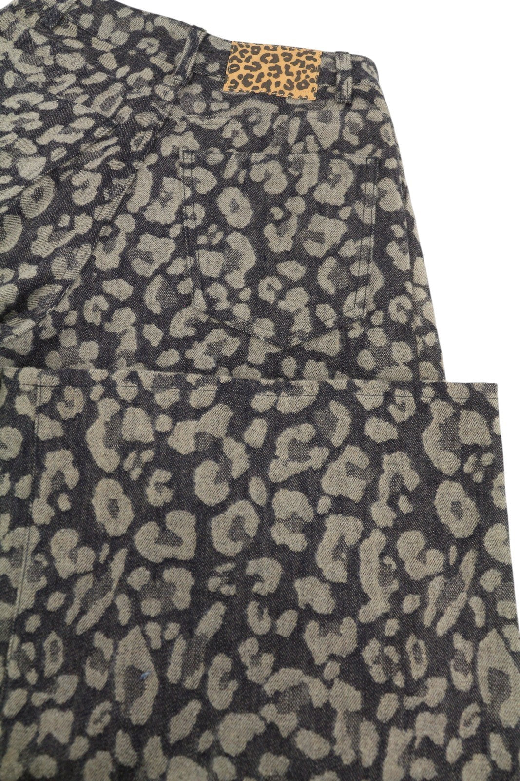 ALANUI Seattle Jungle Wide Leg Denim Women Trousers W25 Leopard Pleated RRP750