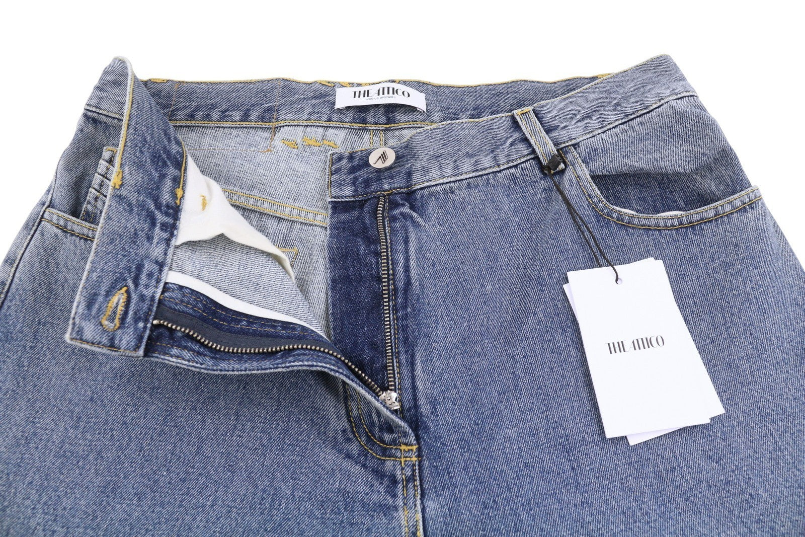 THE ATTICO Women Jeans W29 Blue Baggy Loose Fit Cut-Out Detail FW25 RRP790