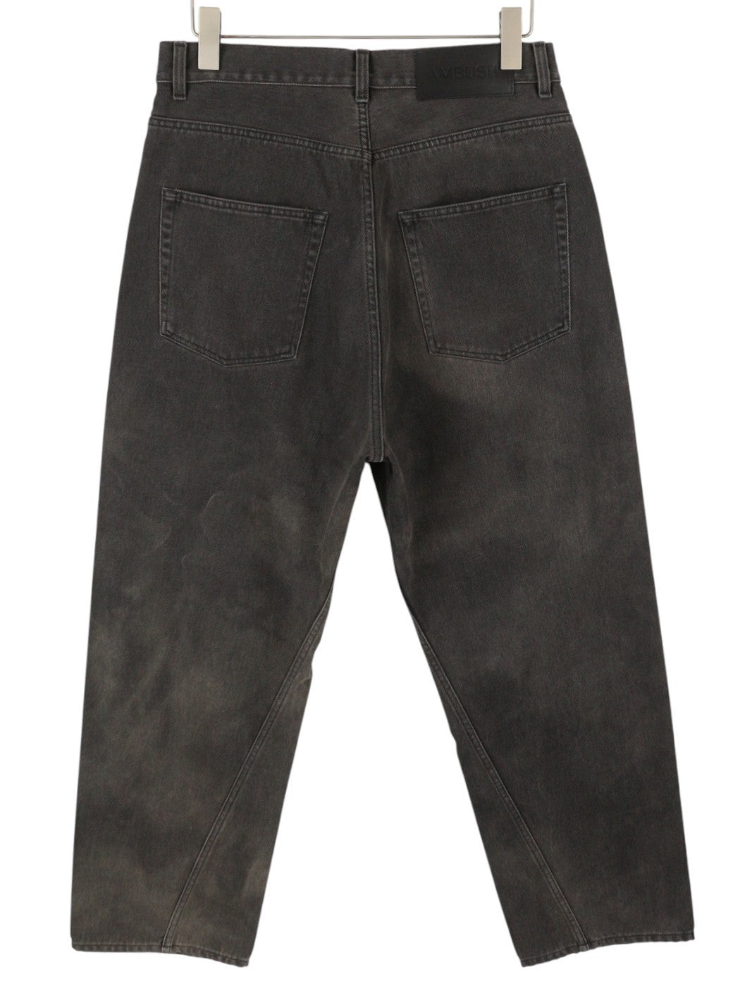 AMBUSH Men Jeans W31 Black Faded Cropped Asymmetric Seam Button Fly Denim