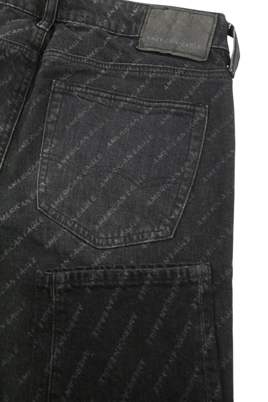 AMERICAN EAGLE OUTFITTERS Skinny Black Wash Men Jeans W30/L32 Logo All-Over