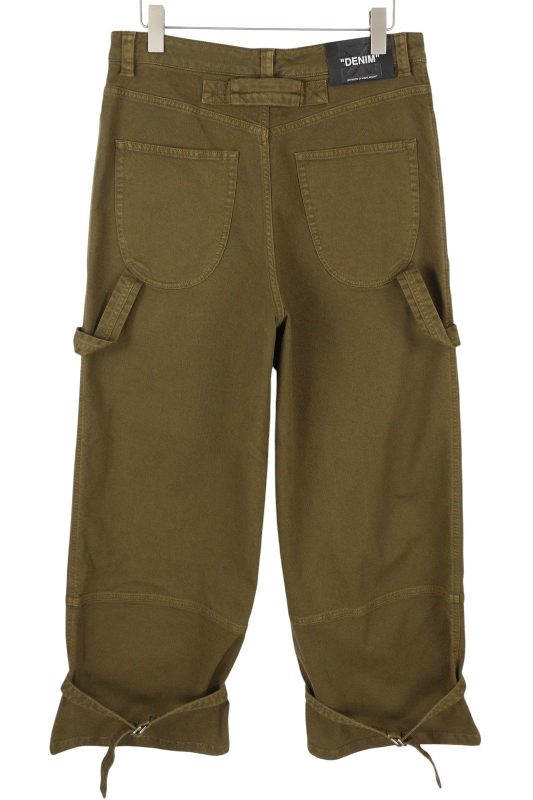 OFF-WHITE Gothic Ow Gd Drill Relax Men Jeans W33 Brown Cargo Embroidered F25