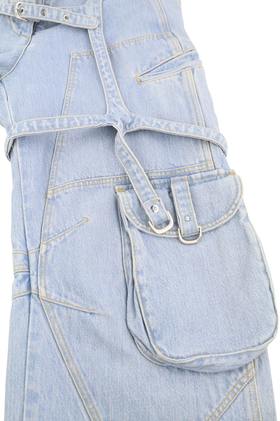 OFF-WHITE Bleach Cargo Over Pant Women Jeans W26 Light Blue Loose RRP2088