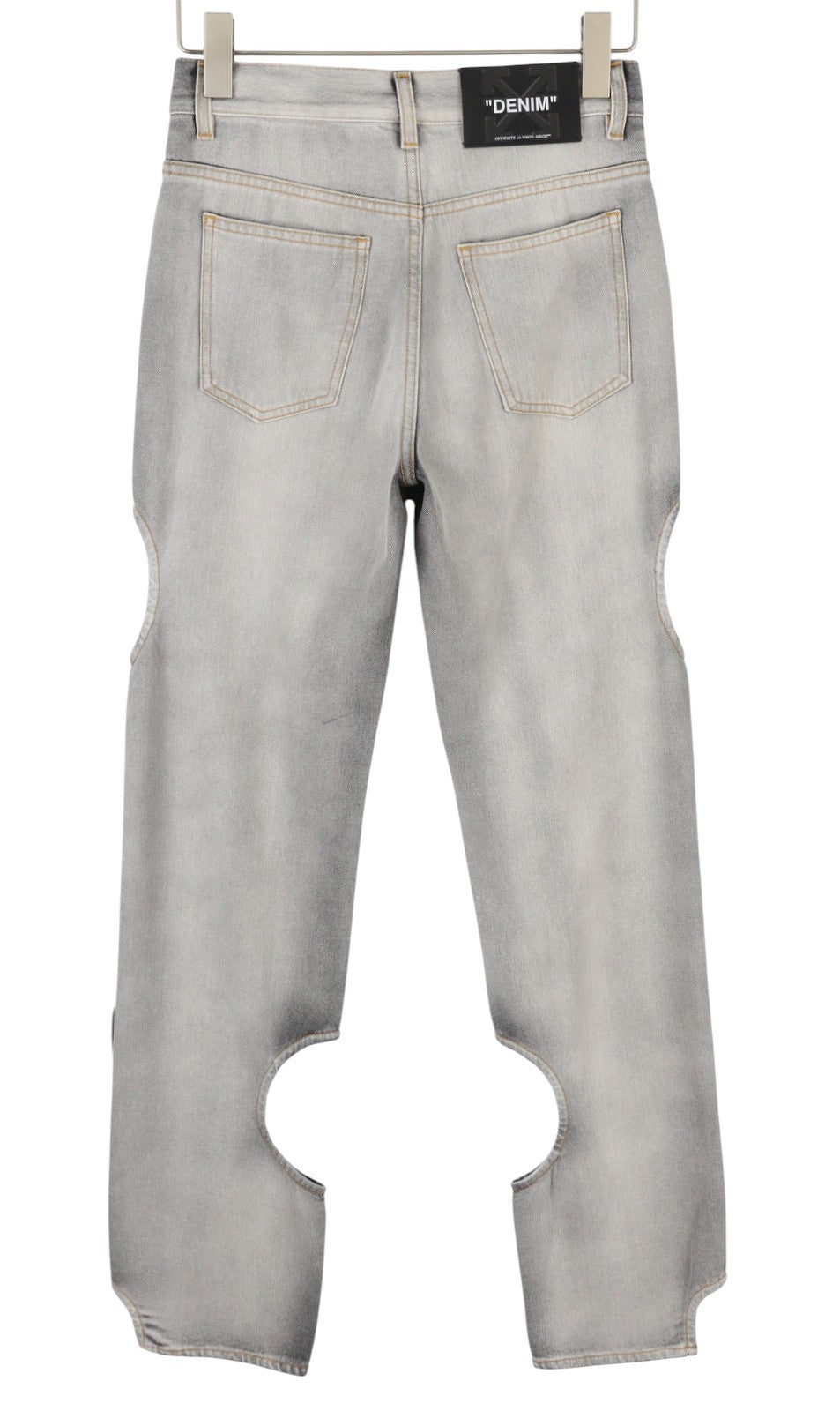 OFF-WHITE Meteor Denim Bleach Women Jeans W26 Grey Washed Cut-Out RRP765