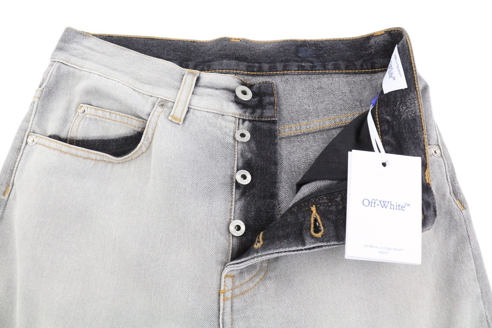 OFF-WHITE Meteor Denim Bleach Women Jeans W26 Grey Washed Cut-Out RRP765