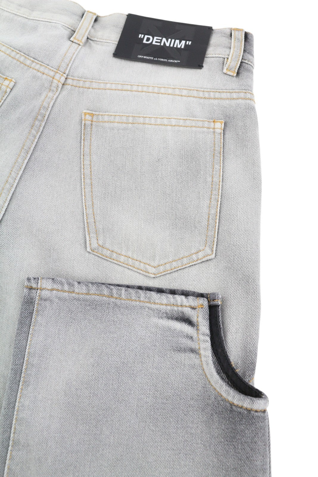 OFF-WHITE Meteor Denim Bleach Women Jeans W26 Grey Washed Cut-Out RRP765