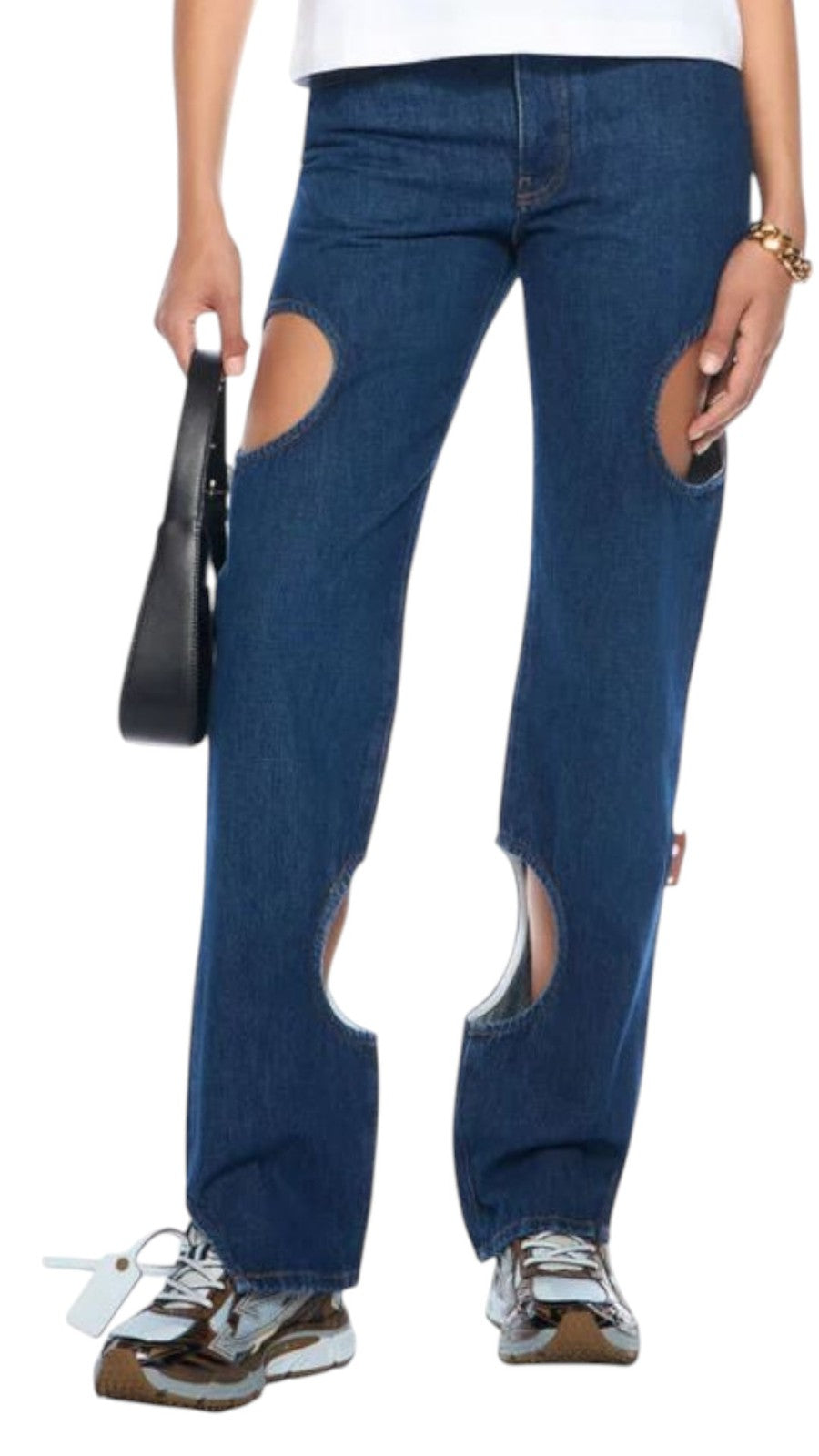 OFF-WHITE Meteor Denim Women Jeans W26 Blue Cut-Out Button Fly RRP765