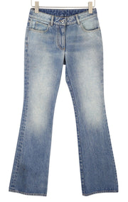 OFF-WHITE Slim Flared 5PKT Women Jeans W26 Blue Faded Bootcut Zip Fly