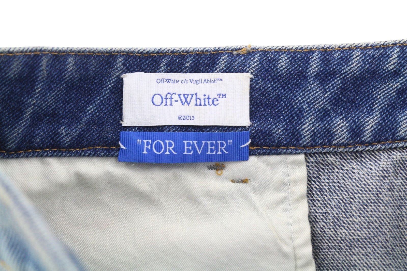 OFF-WHITE Slim Flared 5PKT Women Jeans W26 Blue Faded Bootcut Zip Fly