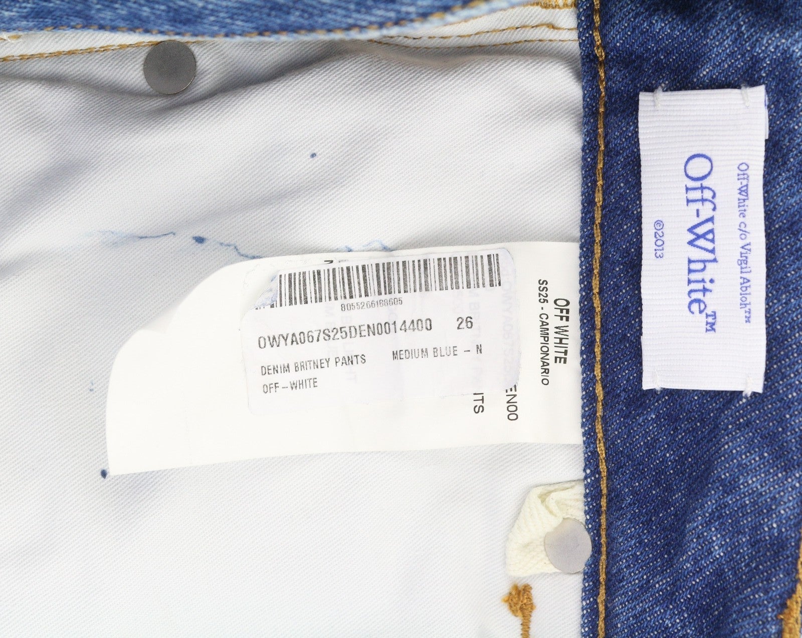 OFF-WHITE Denim Britney Women Jeans W26 Blue Washed Slim Button Fly RRP499