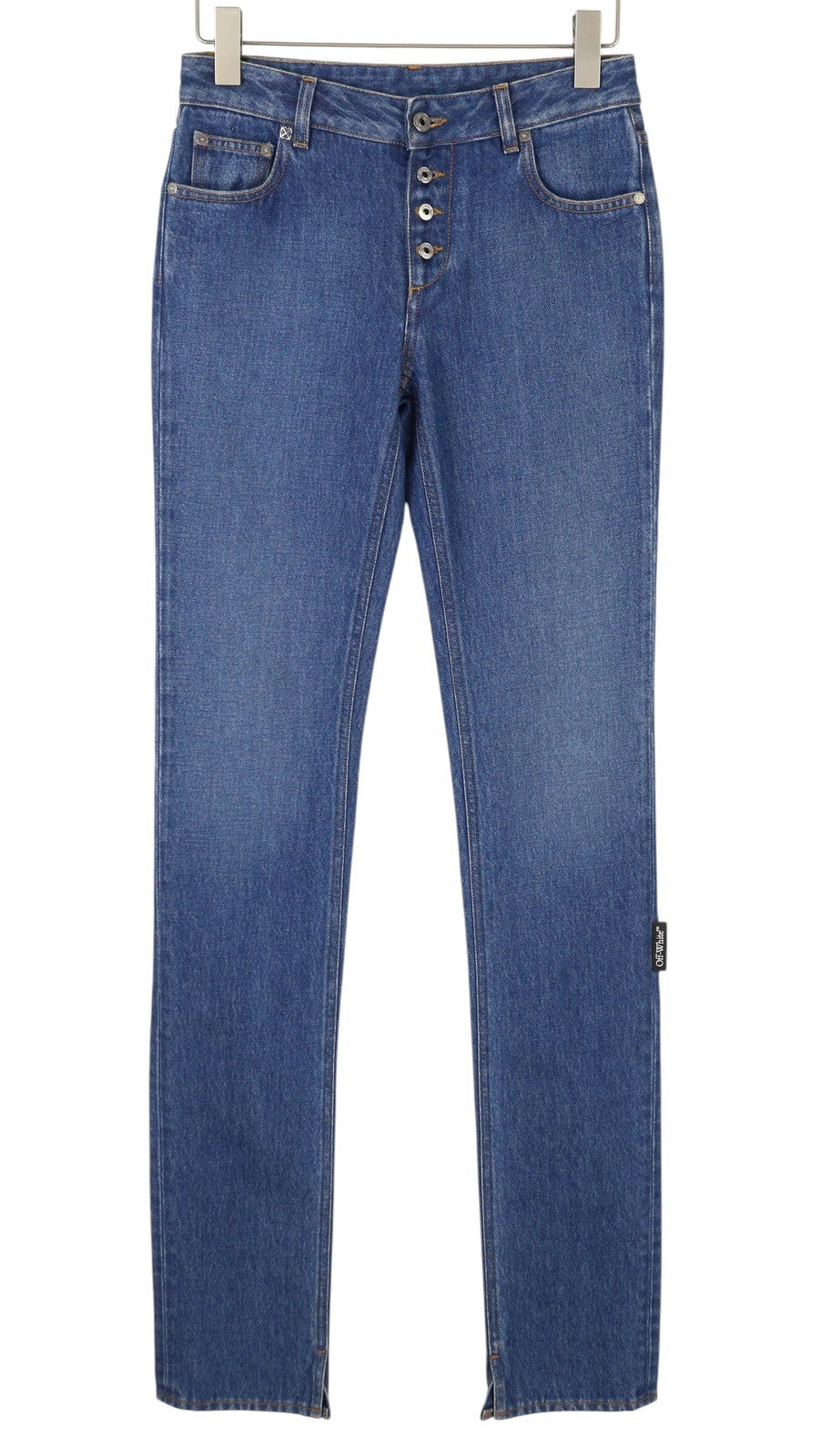 OFF-WHITE Denim Britney Women Jeans W26 Blue Washed Slim Button Fly RRP499