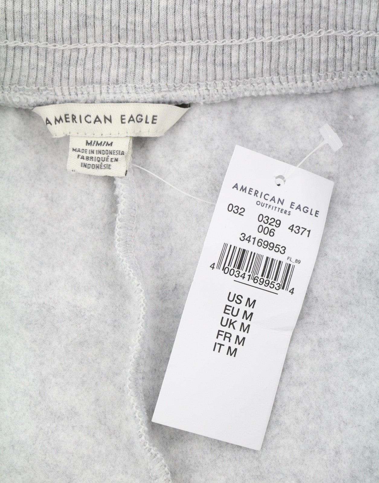 AMERICAN EAGLE OUTFITTERS Men Trousers M Grey Melange Drawstring Sweatpants
