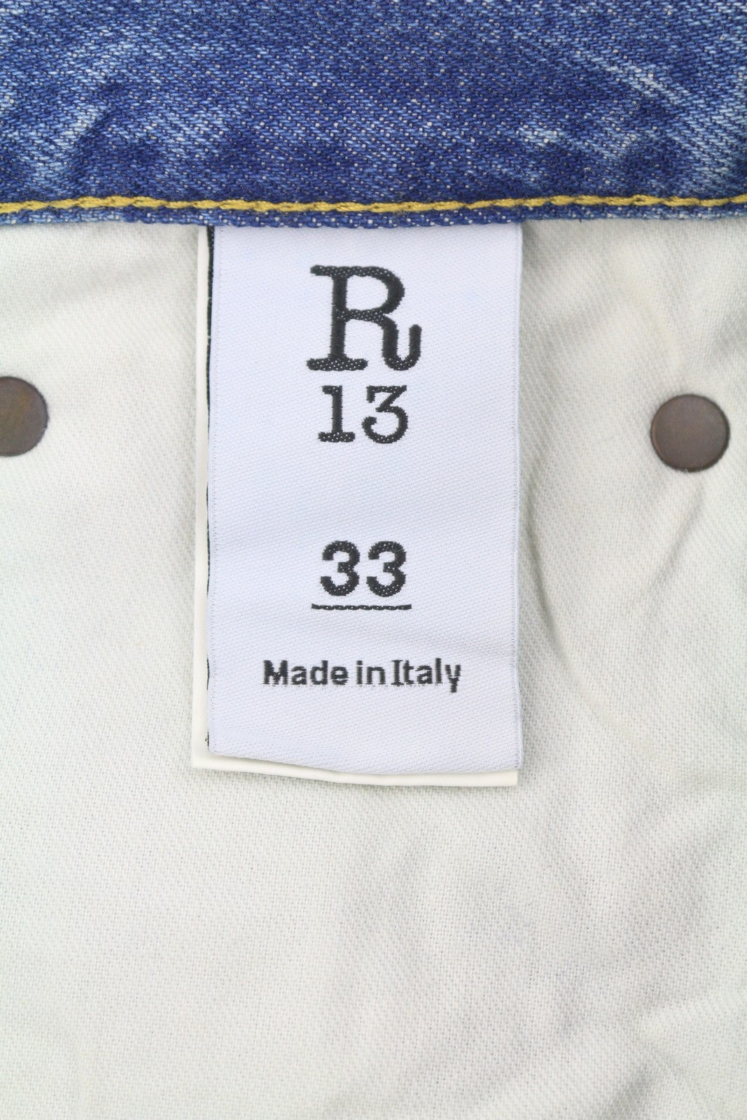 R13 D'Arcy Loose Men Jeans 33 Veiled Blue Whiskered Faded Zip SS25