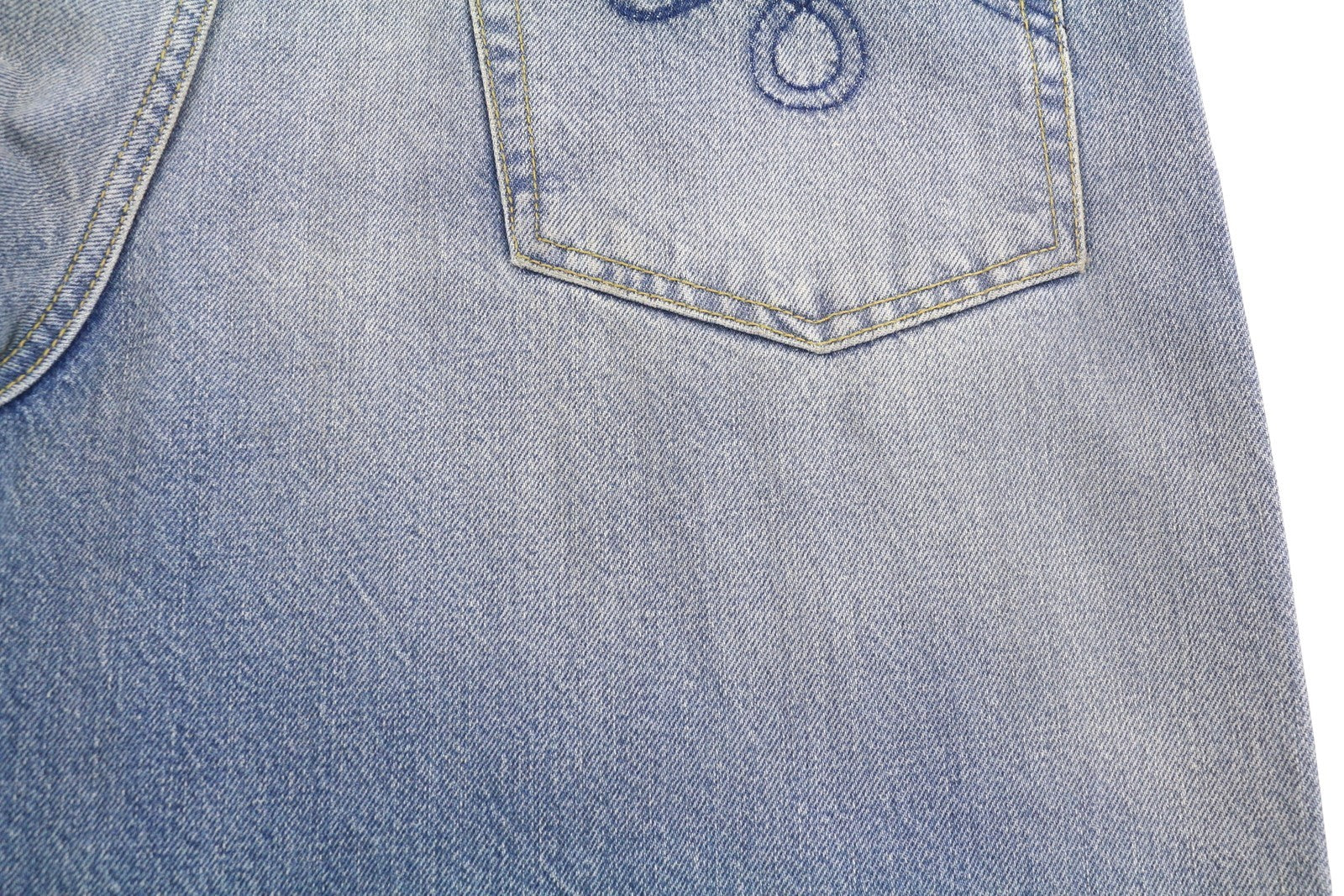 R13 D'Arcy Loose Men Jeans 33 Veiled Blue Whiskered Faded Zip SS25