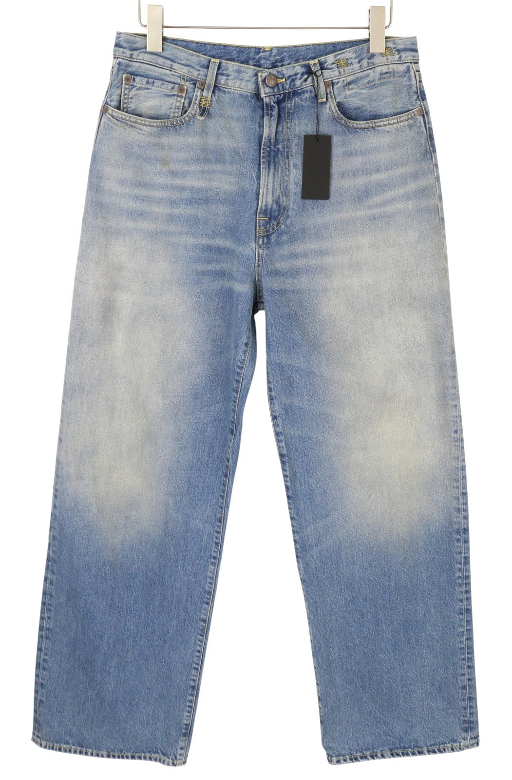 R13 D'Arcy Loose Men Jeans 33 Veiled Blue Whiskered Faded Zip SS25