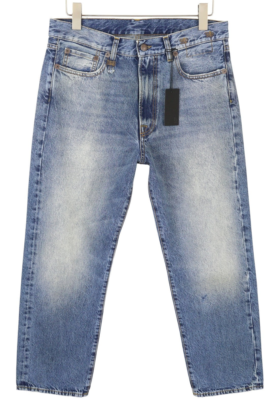 R13 Boyfriend Women Jeans 28 Jasper Blue Whiskered Cropped Zip FW25