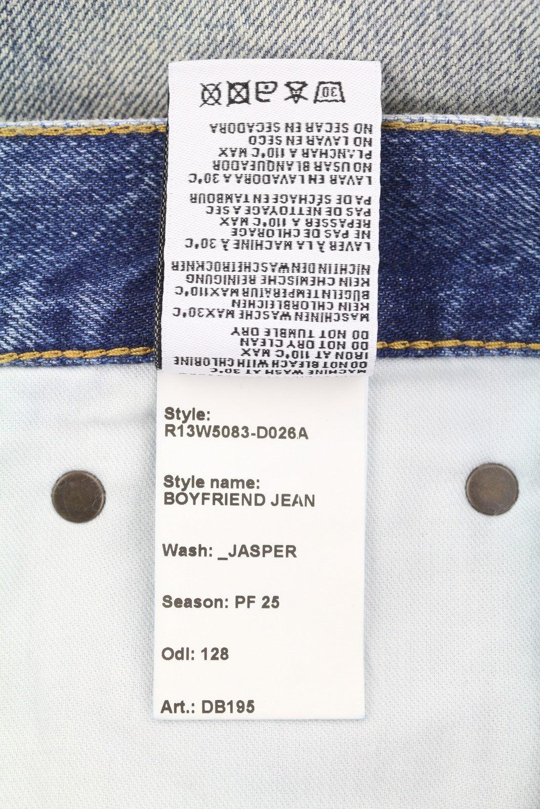R13 Boyfriend Women Jeans 28 Jasper Blue Whiskered Cropped Zip FW25