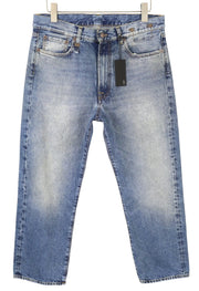 R13 Boyfriend Women Jeans 29 Jasper Blue Whiskered Cropped Zip FW25