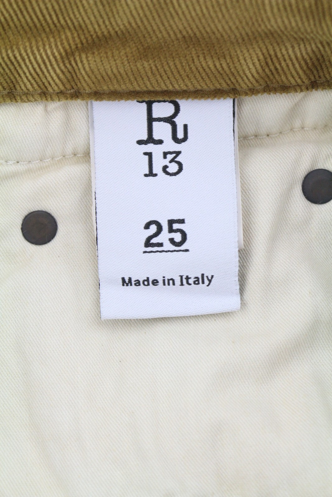 R13 Boy Straight Women Trousers 27 Golden Brown Stretch Cord Cropped Zip FW25