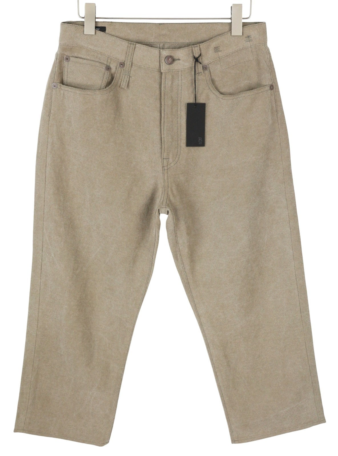 R13 X-BF Women Trousers 29 Beige Hemp Blend Cropped Straight Zip PF25