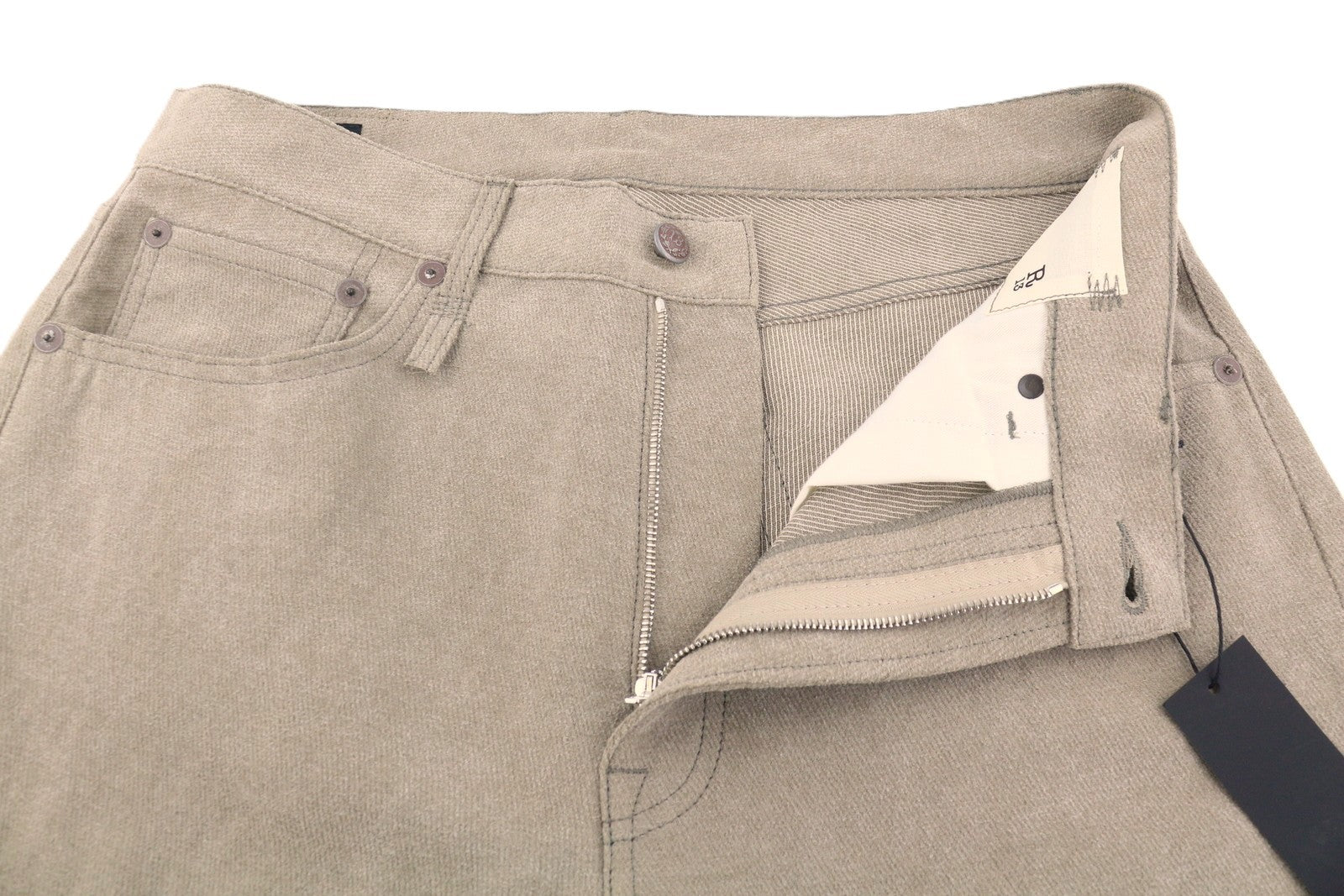R13 X-BF Women Trousers 29 Beige Hemp Blend Cropped Straight Zip PF25