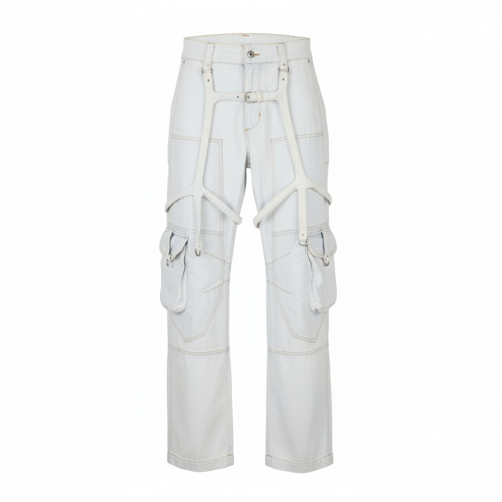 OFF-WHITE c/o VIRGIL ABLOH Bleach Cargo Over Women Jeans W26 Baggy RRP2088