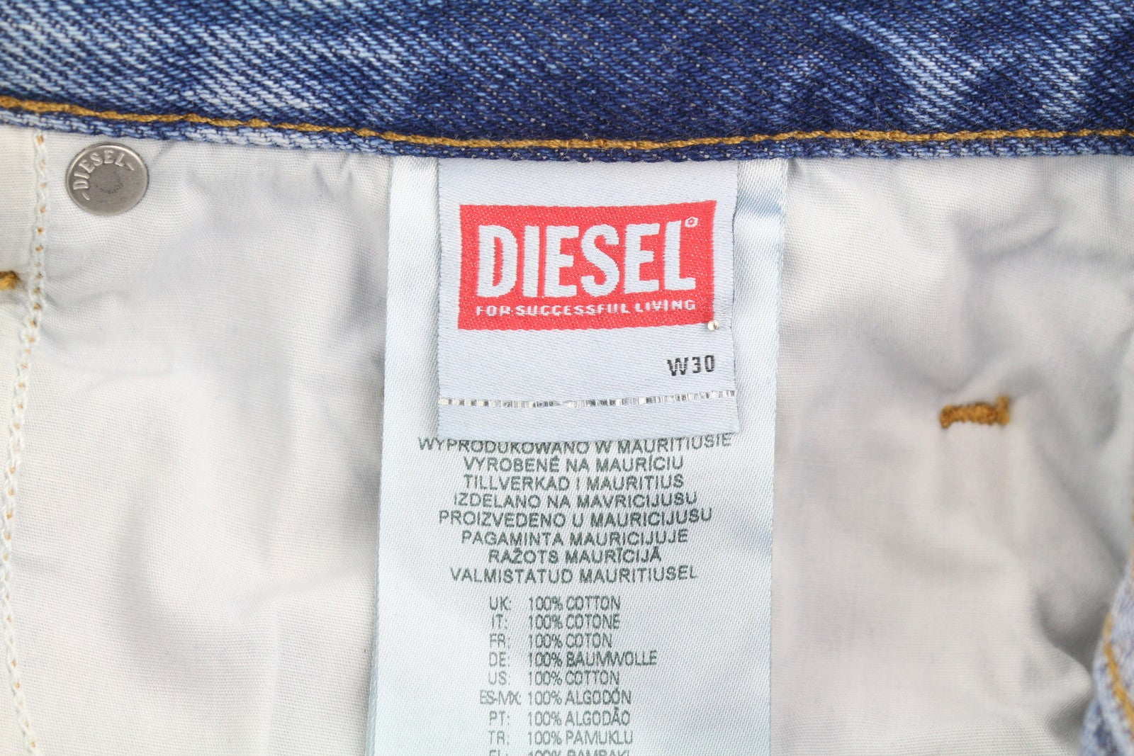 DIESEL 2020 D-Viker 0GYCT Men Jeans W30/L34 Blue Faded Regular Fit Straight Leg