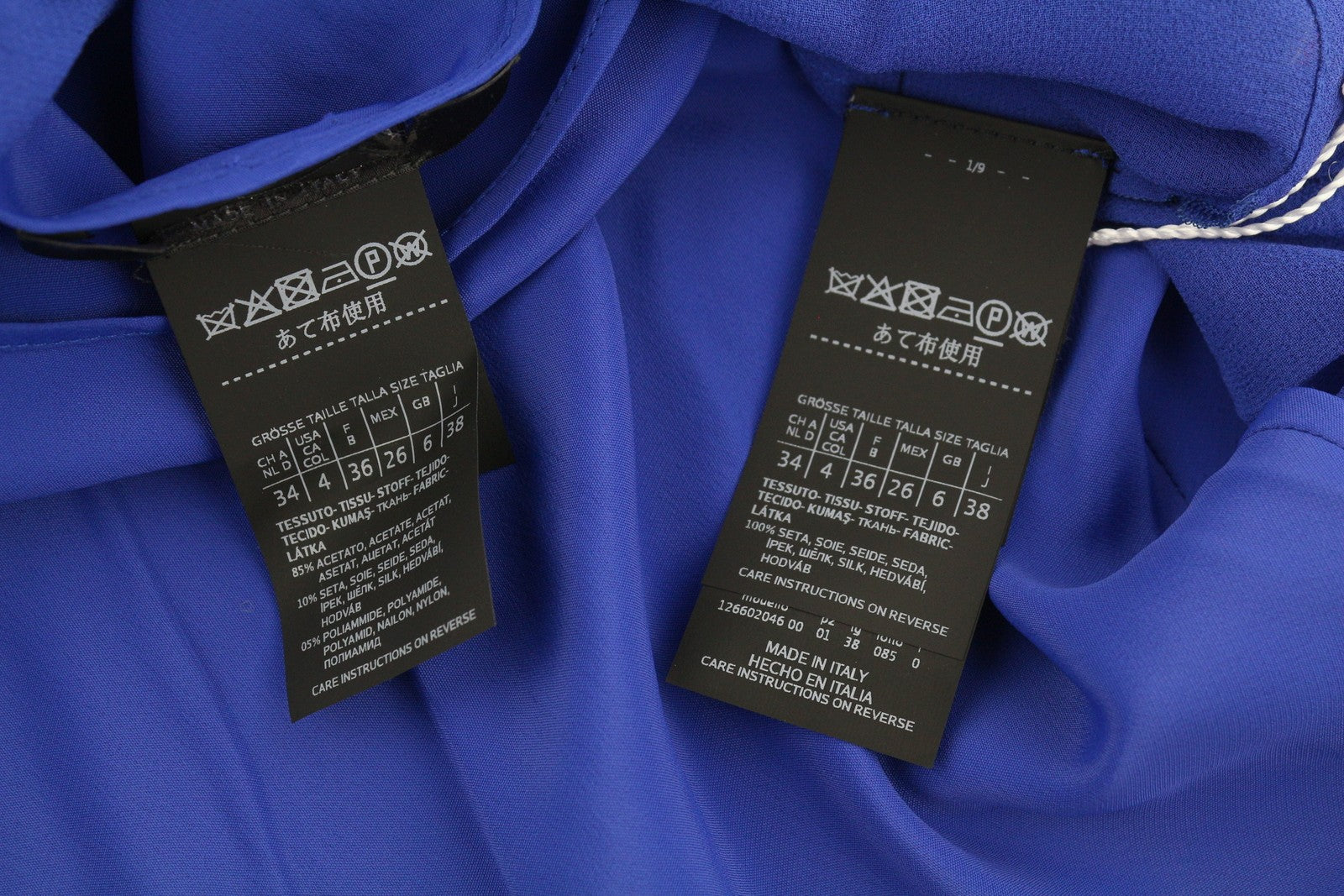 MAX MARA Women Blouse EU36 S Blue 100% Silk Rhinestones Detail Long Sleeve 2in1