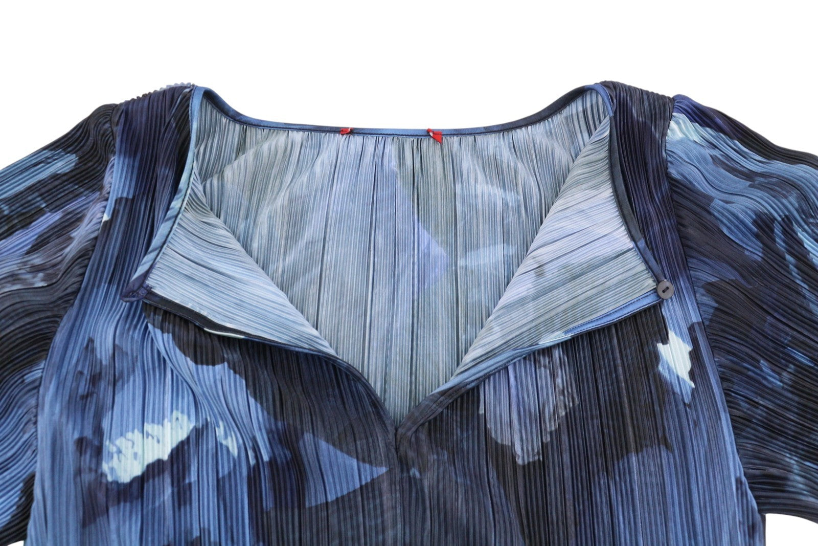 MAX&CO. Women Dress XS Blue Patterned Textured Belted Short Sleeve Knee-Length