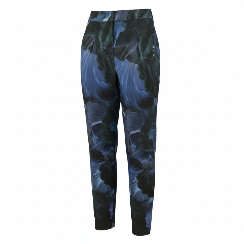 MAX&CO.  Women Trousers EU34 Blue Patterned High Waist Pleated Tapered Fit