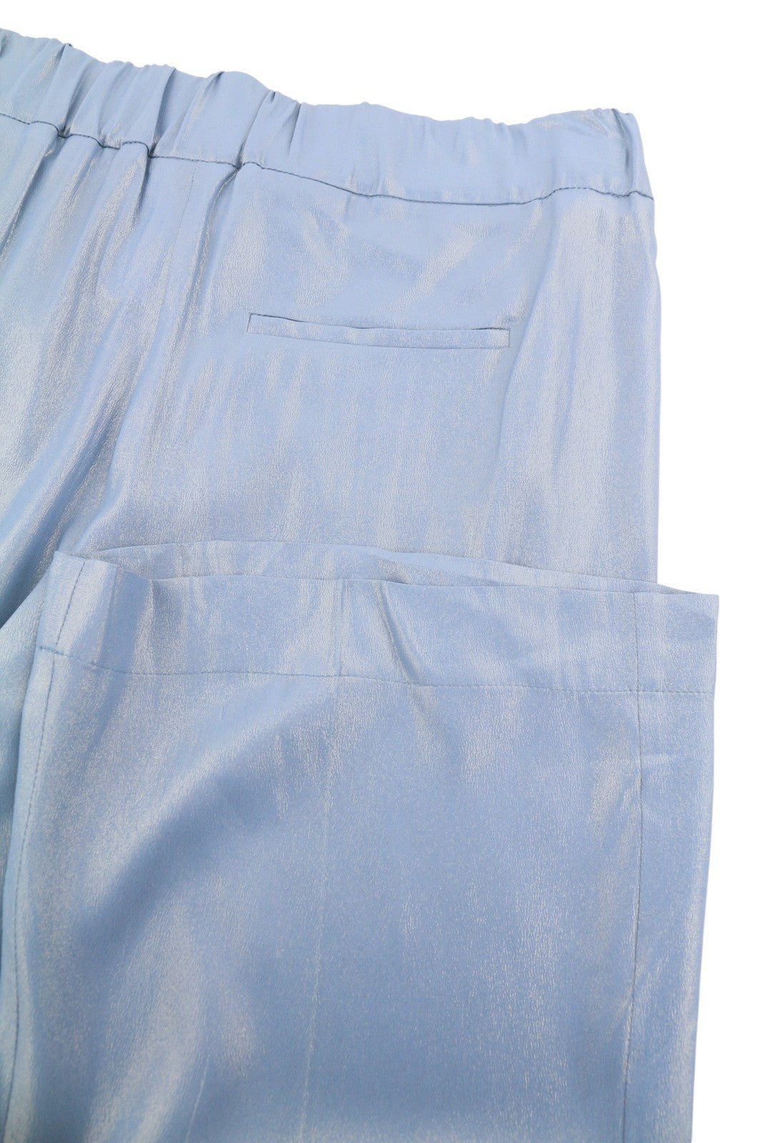 MAX MARA Women Trousers EU38 Light Blue Glitter Shiny Silk Blend Ankle Flared