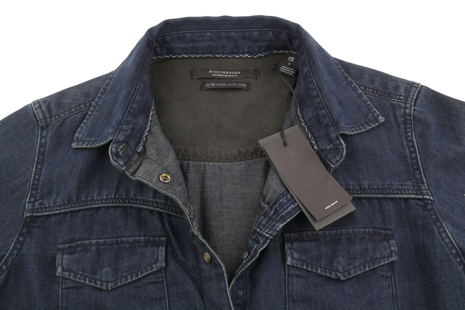SCOTCH & SODA Women Shirt S Dark Blue Denim Snap Button Patch Pocket Casual