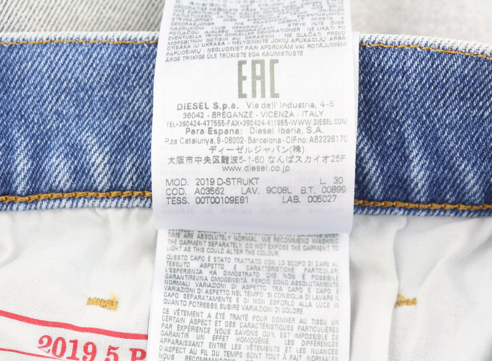 DIESEL 2019 D-Strukt 09C08L Men Jeans W30/L30 Blue Faded Slim Fit Zip Fly RRP350